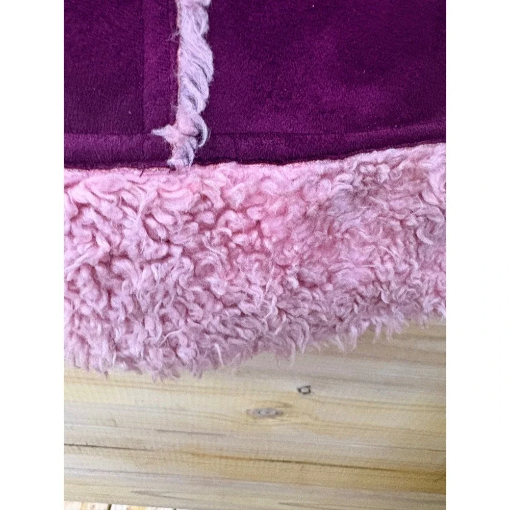 The Childrens Place Girls Plum Purple Faux Suede Sherpa Hooded Coat Size M 7/8